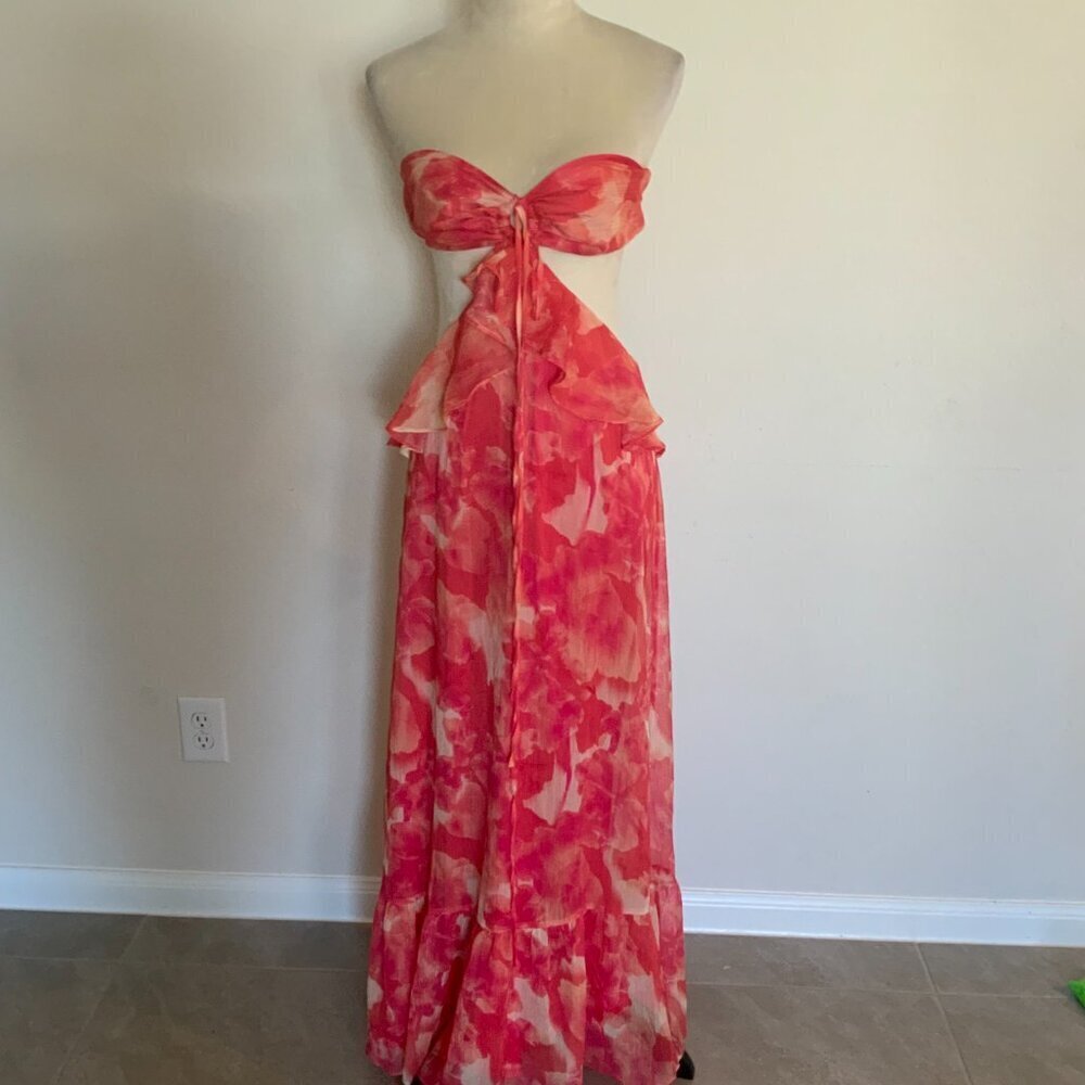 Gianni Bini Myra Floral Print Sleeveless Halter Neck Cutout Maxi women  Dress